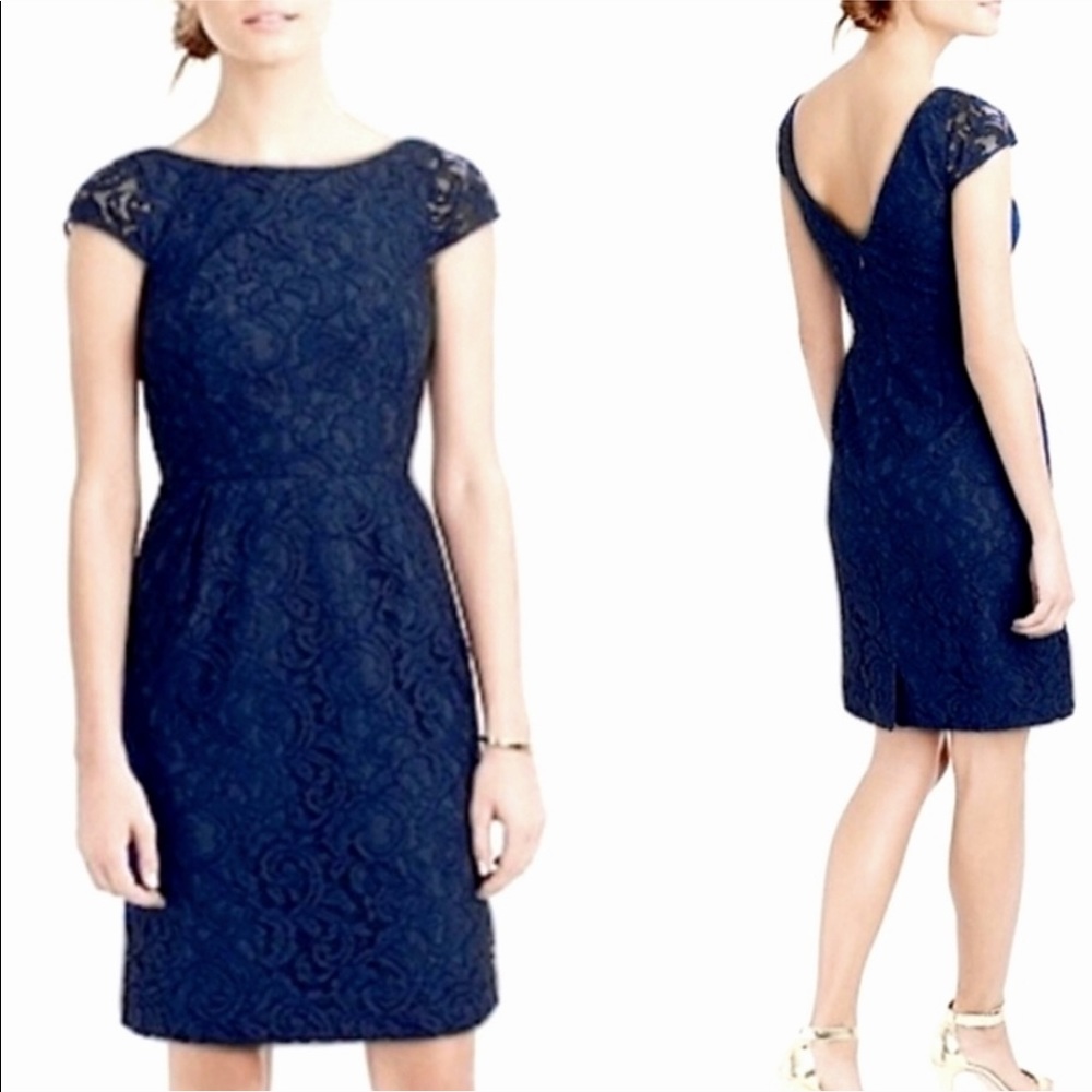 J. Crew Navy Lace Midi Dress